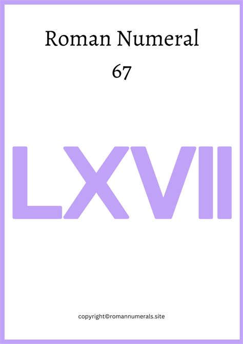 67 in roman numerals.